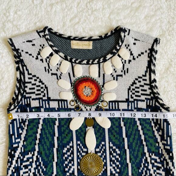 Anthropologie Cecilia Prado Boho Colorful Crochet Metal Collar Printed Dress - Picture 4 of 10